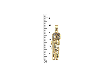 CZ Studded Saint Jude Thaddeus Pendant with Gold Plated